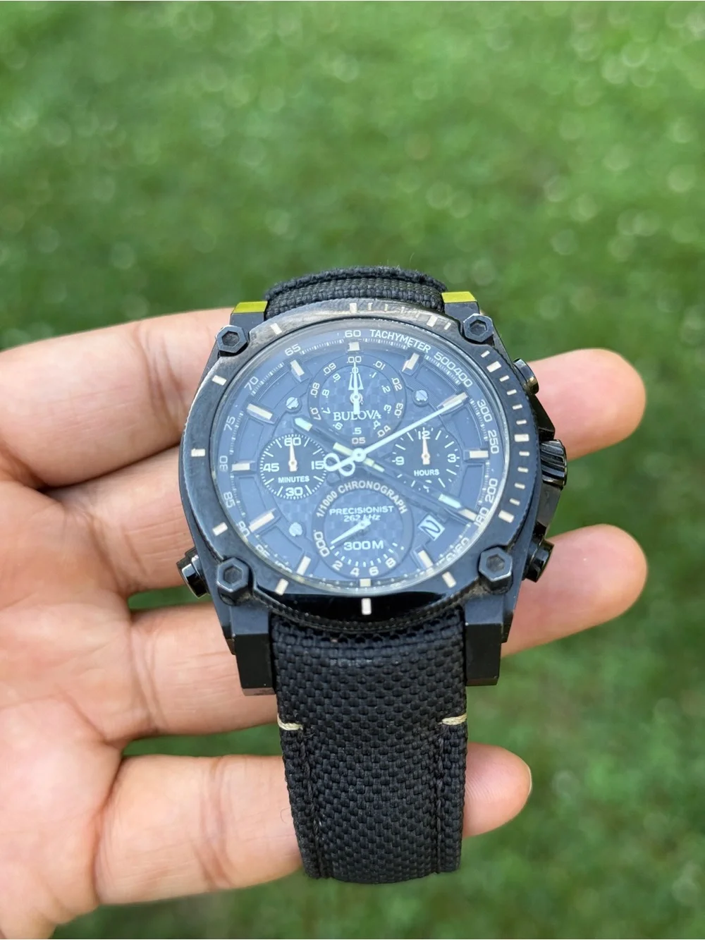 Bulova Precisionist Chronograph Nylon Strap Mens Watch black